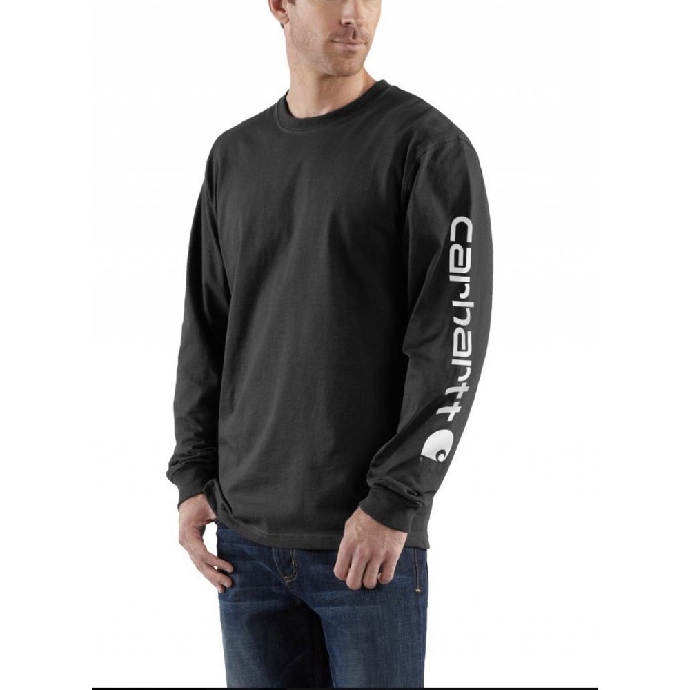 Carhartt Heavyweight Relaxed Fit Long-Sleeve Logo T-Shirt EK231 Men's Sz Small - Picture 2 of 9